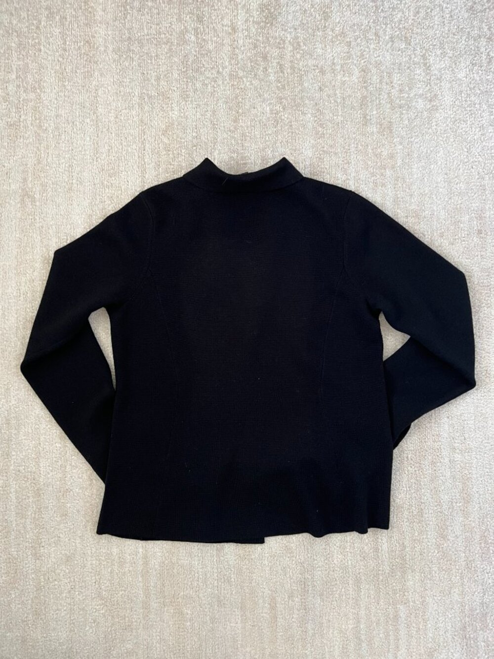 Eileen Fisher Black Merino Wool Button Up Cardigan Sweater Jacket M - Picture 4 of 10